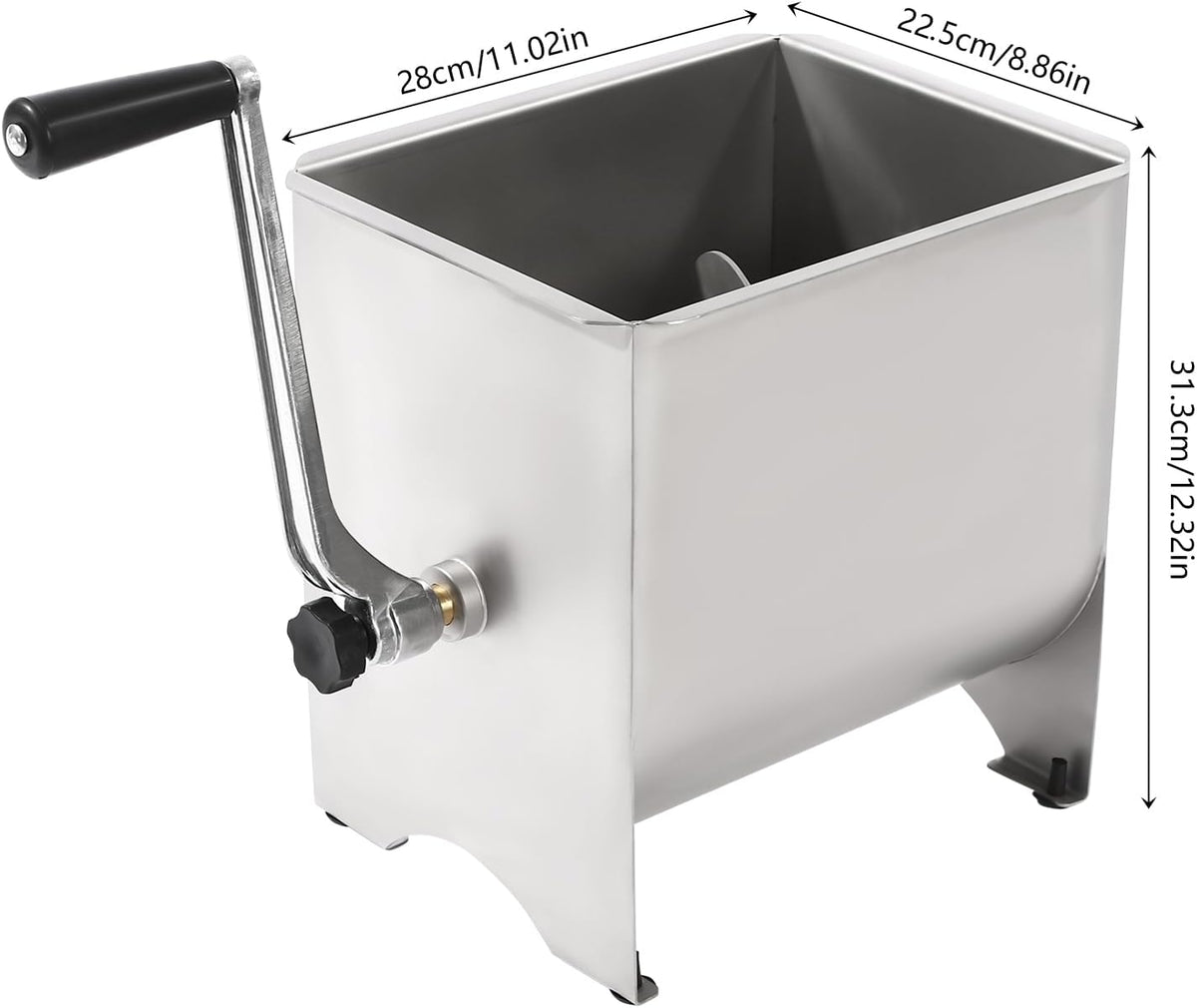 Meat Mixer Machine 20 lbs Commercial Manual Meat Mixers 201 Stainless Steel Meat Grinder Sausage Mixer Machine Meat Processing Equipment Ground Beef Hand Mixer with Lid