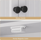 Ahomly Over The Toilet Storage Cabinet, with Five Doors, White