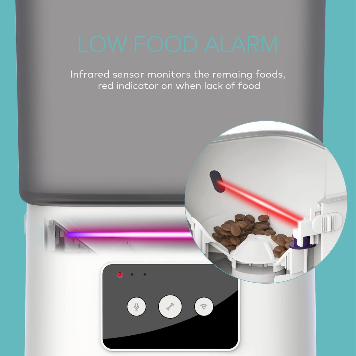 Automatic Dog and cat Feeder, WELLPET WiFi-Enabled smart cat Food Dispenser, Automatic Dog Food Dispenser with APP Remote Control Part, cat Feeder with Low Food Alarm, Dual Power Supply