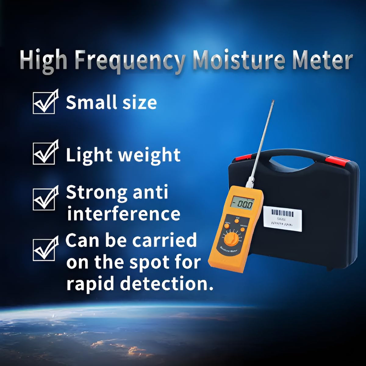 High Frequency Food Moisture Meter for Raw Materials, 0-80% Moisture Range, Accurate ±0.5%, Portable Digital Analyzer for Meat, Bean Paste, Puree, Seeds & More