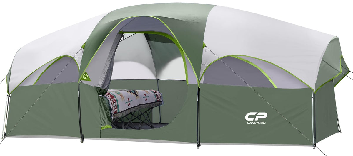 CAMPROS CP 8 Person Camping Tent, Room Divider, Rainfly, Weather Resistant