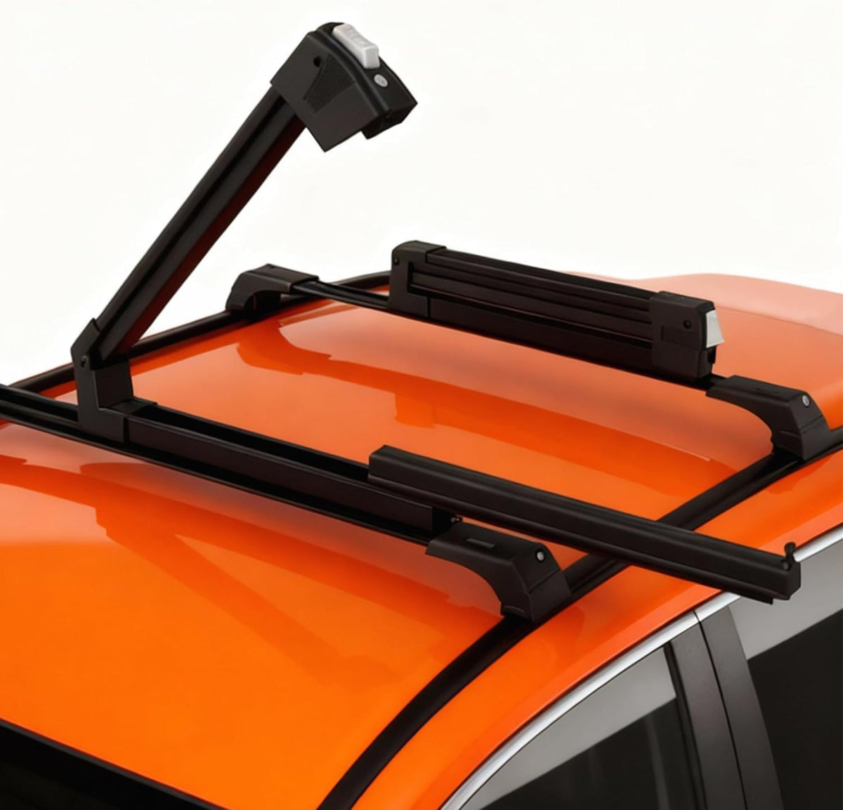 Erkul Ski Rack for Car Roof with Sliding Extension - 25" Universal Ski & Snowboard Rack with Lock | Holds 4 Pairs of Skis or 2 Snowboards - Fits All Types of Cross Bars