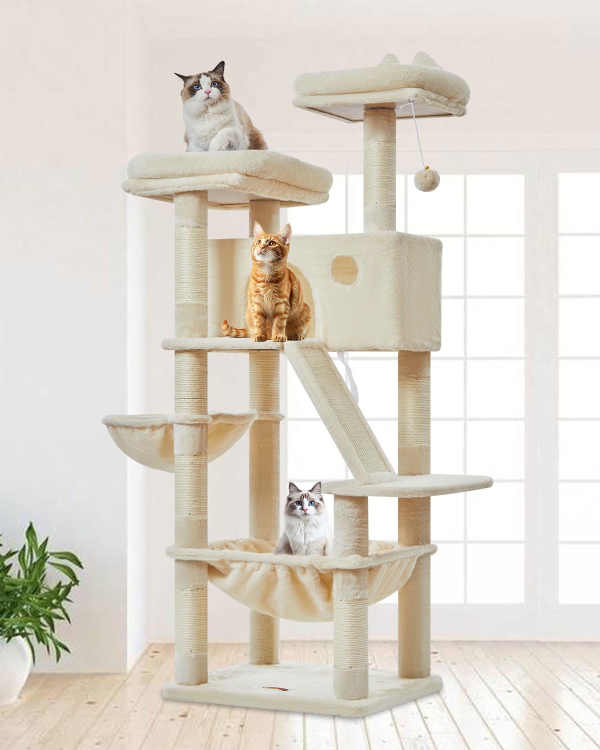Taoqimiao Cactus Cat Tree, 71 in Extra Large Cat Tower for Indoor Cats