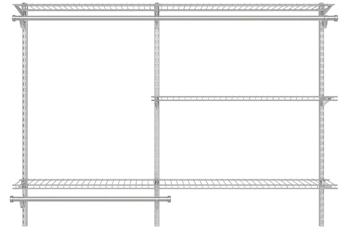 Rubbermaid Configurations Custom Closet Kit 4-8 Ft. Adjustable Metal Wire Shelving White Finish Expandable Organization System Hardware Included for Home Closet/Pantry/Laundry/Mudroom