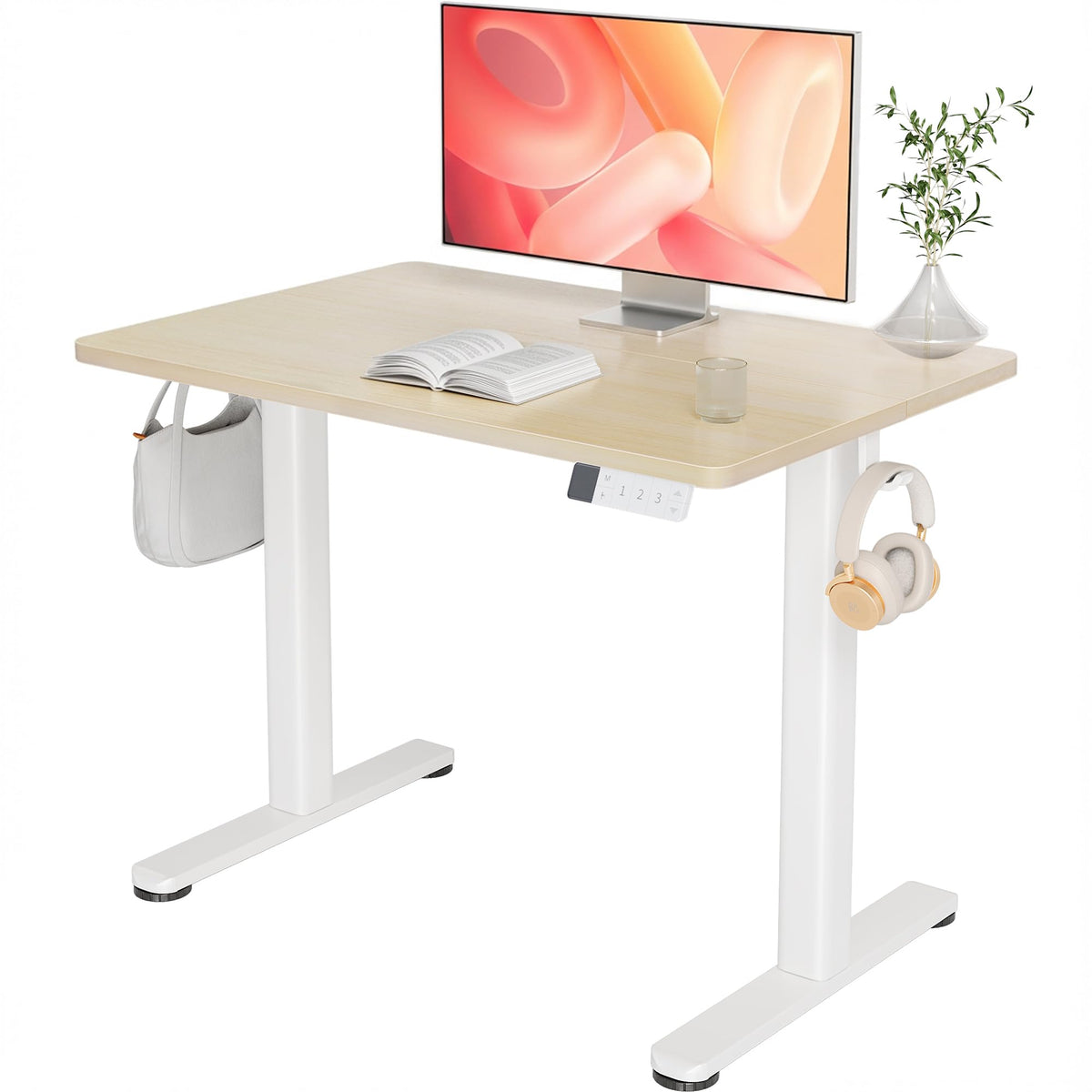 Claiks Electric Height Adjustable Standing Desk, 48x24 Inch, Deep Black