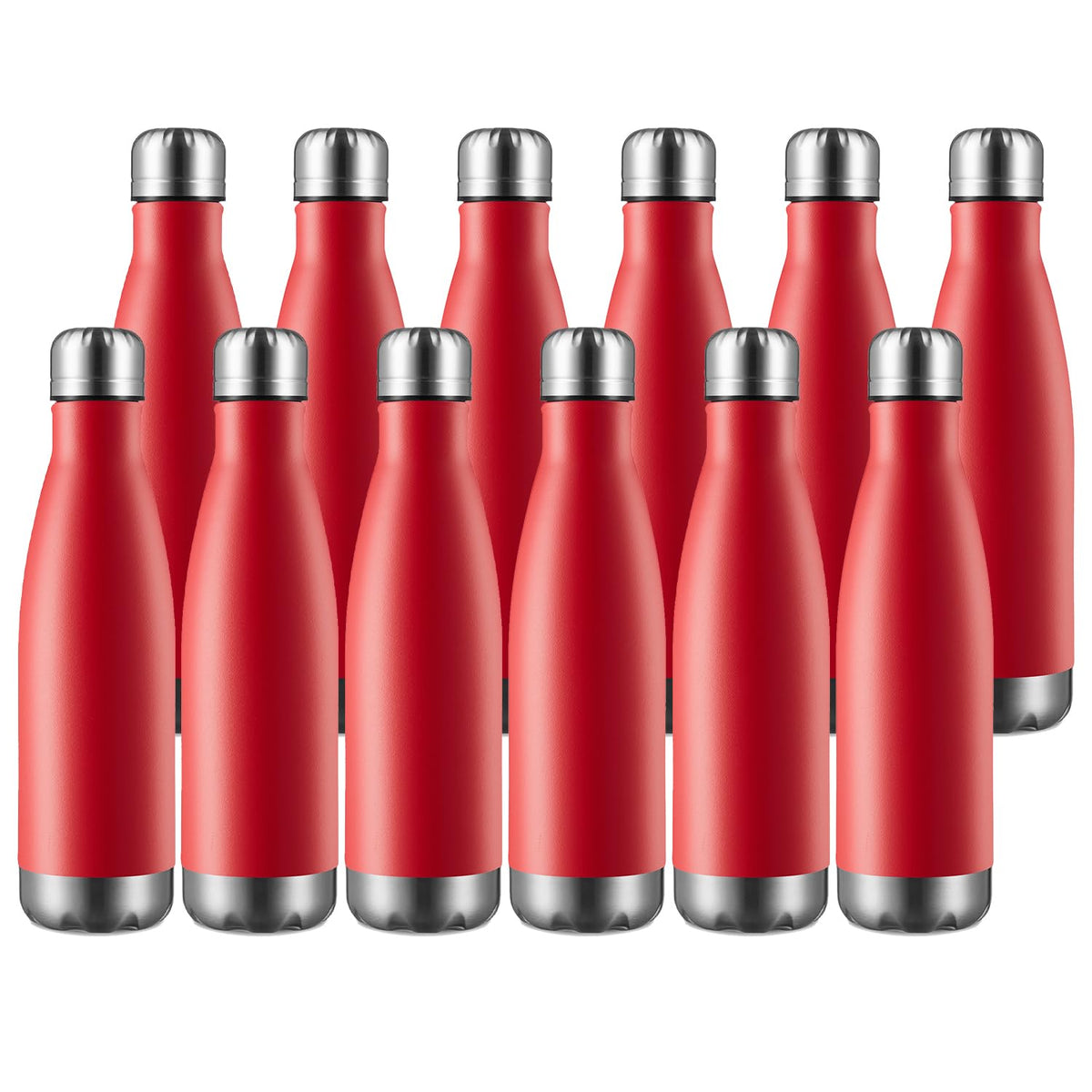 MEWAY 17oz Sport Water Bottle Vacuum Insulated Stainless Steel Sport Water Bottle Leak-Proof Double Wall Cola Shape Water Bottle,Keep Drinks Hot & Cold (colorful，12 Pack)