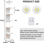 Fixwal 7 Tier Wall Shelf with LED Lights for Room Decor White, 2 Pack