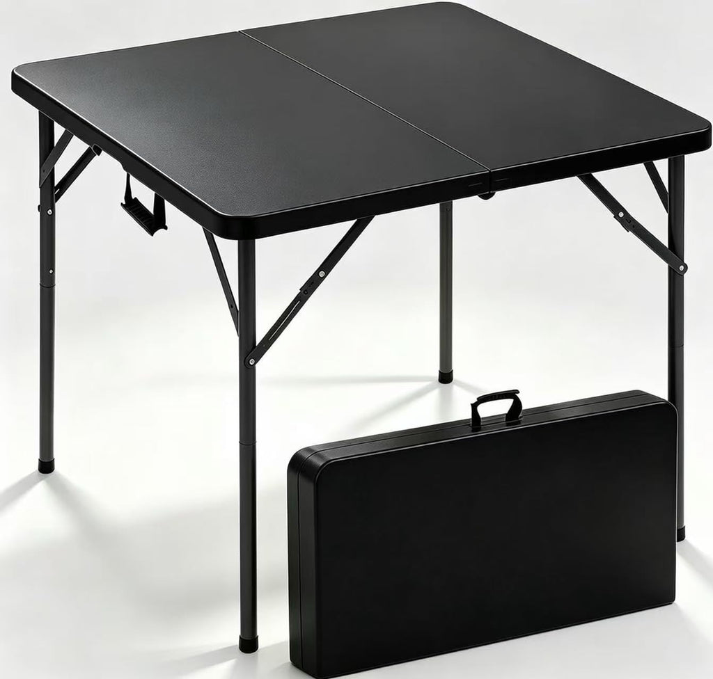 2 Pack Folding Tables 6FT Plastic Utility Foldable Tables, Black