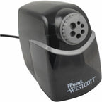 Westcott iPoint Evolution Axis Heavy Duty Electric Pencil Sharpener for Classroom, Black and Silver