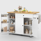 GRUSIGN 41.7" Rolling Kitchen Island Cart with Drop Leaf Storage, Black