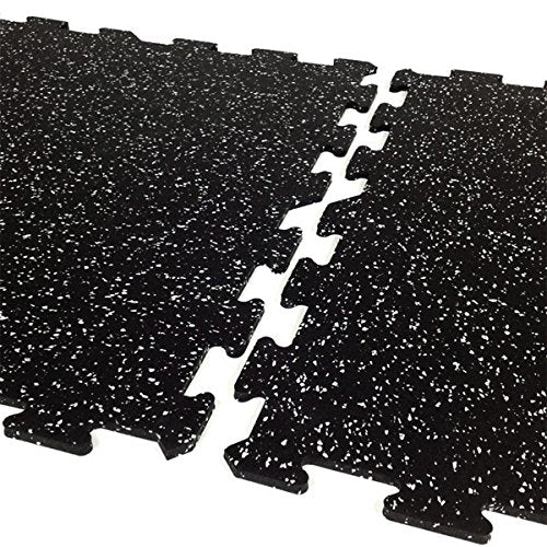 American Floor Mats 5/16" Heavy Duty Sport Rubber Tiles 10% Blue/Grey 6 Center Tiles Expansion Pack (6 Tiles Total, 23"x23" 8mm Each Tile) Exercise Mats, Heavy Duty Protective Rubber Flooring