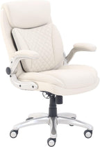 Amazon Basics Ergonomic Executive Office Chair with Adjustable Lumbar Support, Flip-up Arms, Height Adjustable, 360° Rolling Swivel, Computer Desk Chair, Grey Leather
