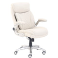 Amazon Basics Ergonomic Executive Office Chair with Adjustable Lumbar Support, Flip-up Arms, Height Adjustable, 360° Rolling Swivel, Computer Desk Chair, Grey Leather