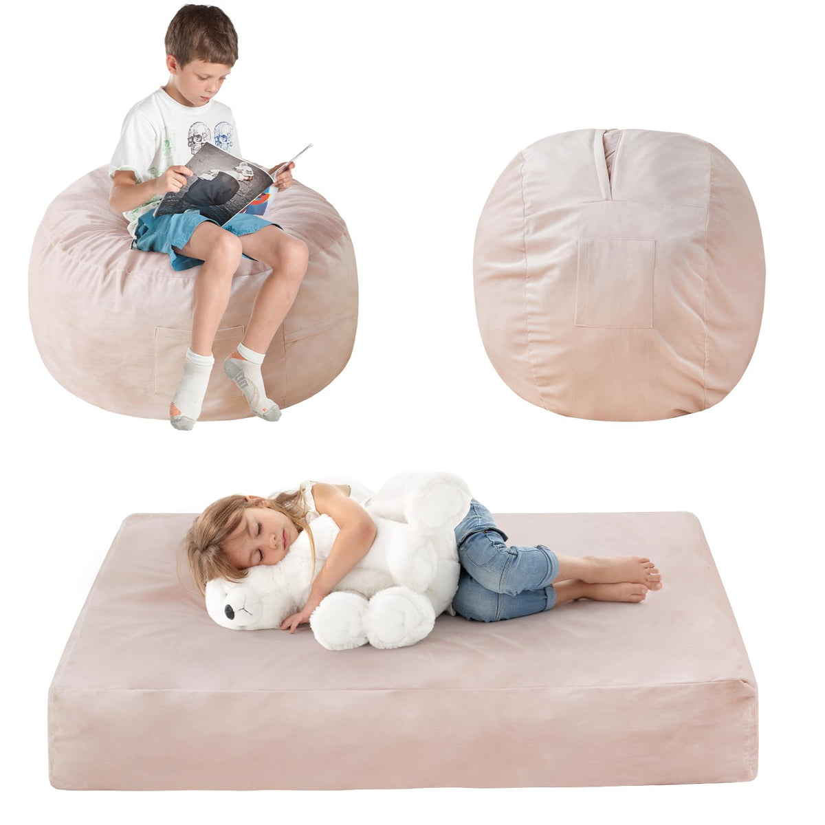 Bean Bag Chairs for Adults - Giant Bean Bag Convertible Floor Sofa