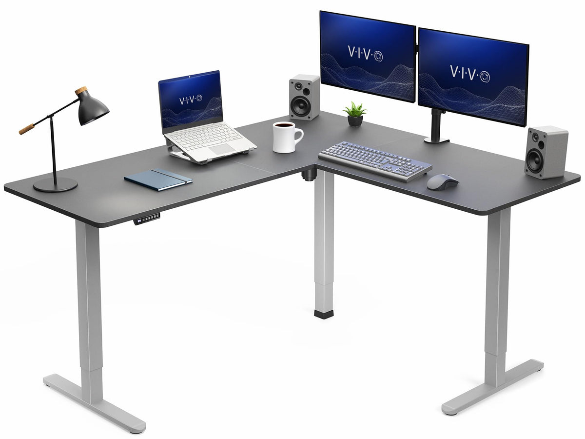 VIVO Black 63 x 55 in Corner Standing Desk, DESK-E3CTB