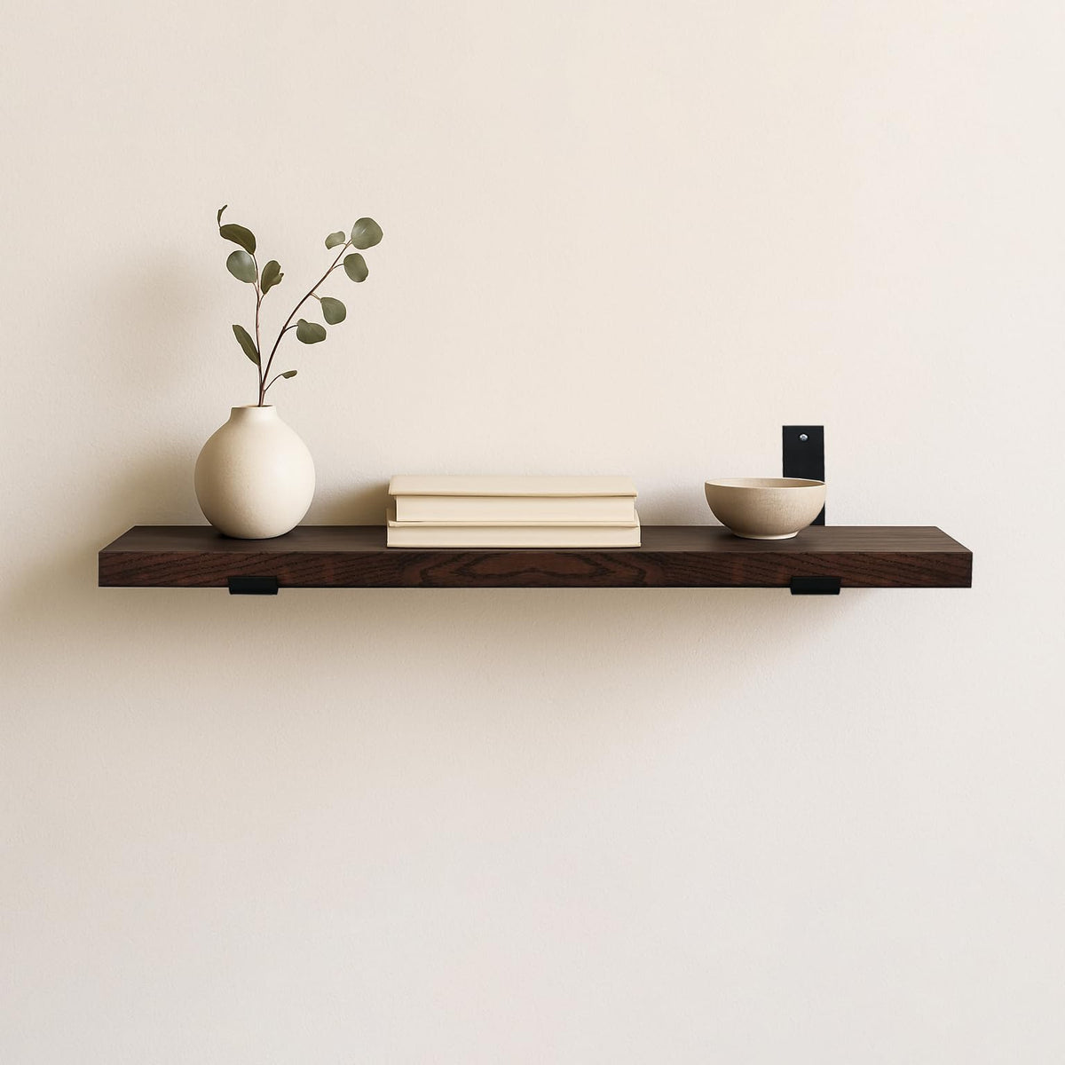 CONSDAN Floating Shelves, USA-Grown Solid Oak Hardwood Wall-Mounted Shelf for Bedroom/Bathroom/Living Room/Kitchen, Wall Shelves Over Toilet, 16x7.5x1.5 in, Dark Oak