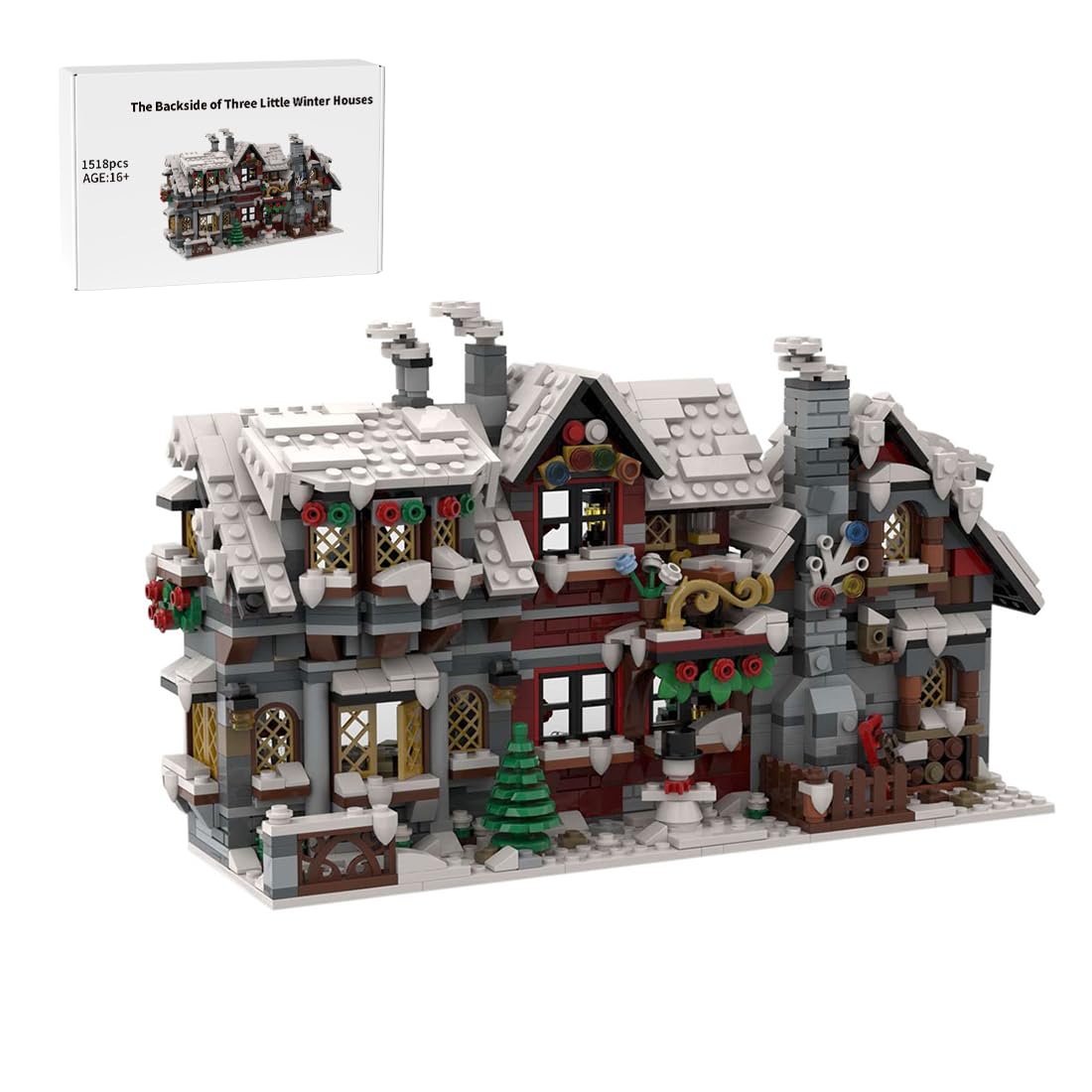 Reindeer Ranch Christmas Snow Scene Assembly Building Blocks Set, Modular Architecture Construction Toy for Teen Adult (1973PCS)