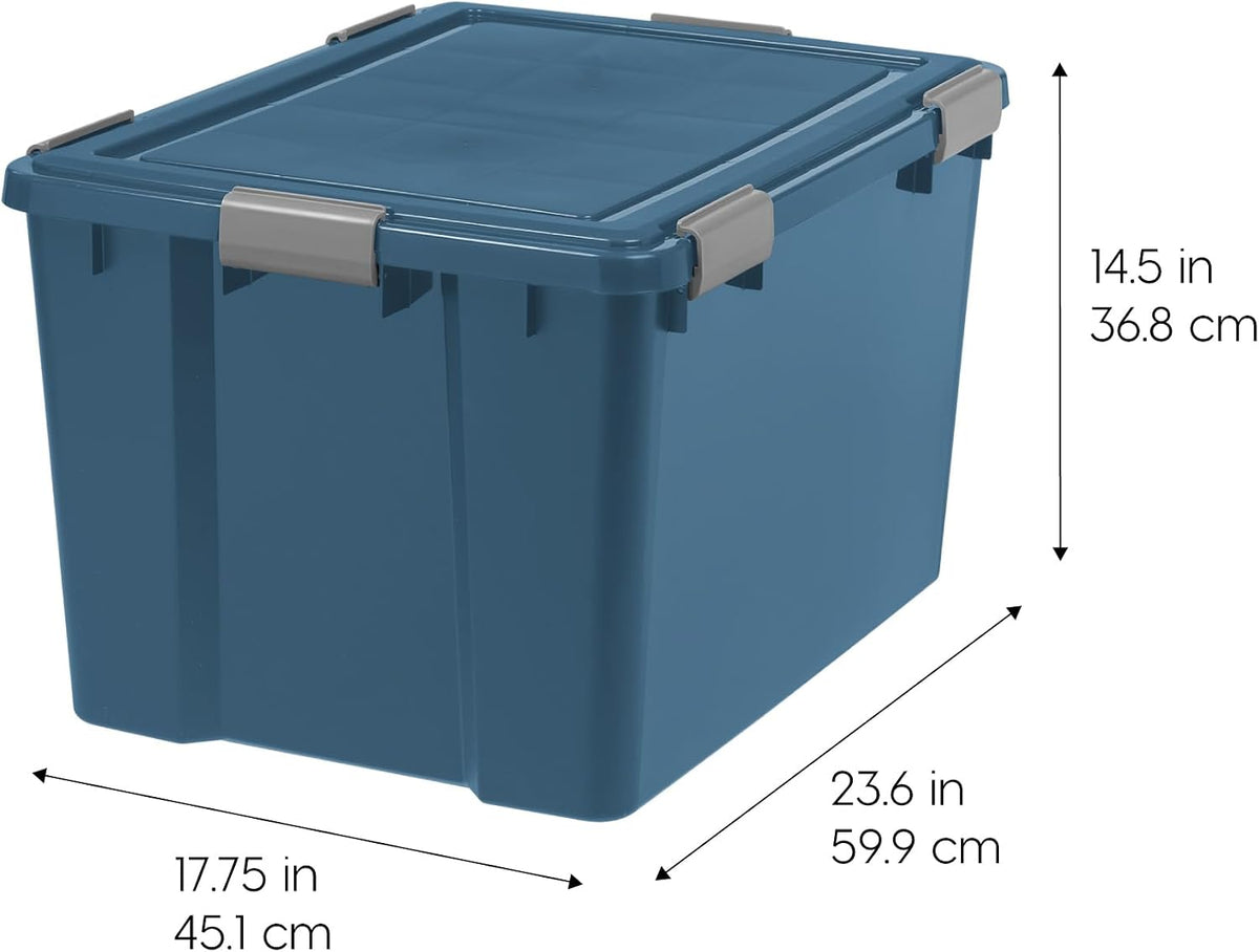 IRIS USA 4-Pack 74 Qt Storage Bins with Gasket Lids, Navy