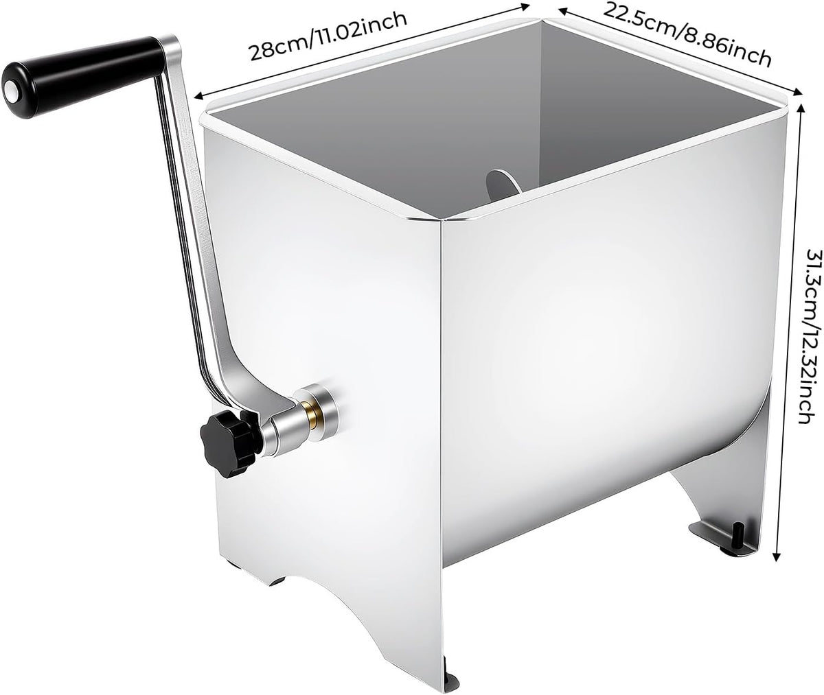Commercial Manual Meat Mixer 20 Lbs Free Standing Stainless Steel Meat Mixer 1.02 x 8.86 x 12.32in Commercial Manual Meat Grinder with Handle for Homes Restaurants Kitchens Canteens