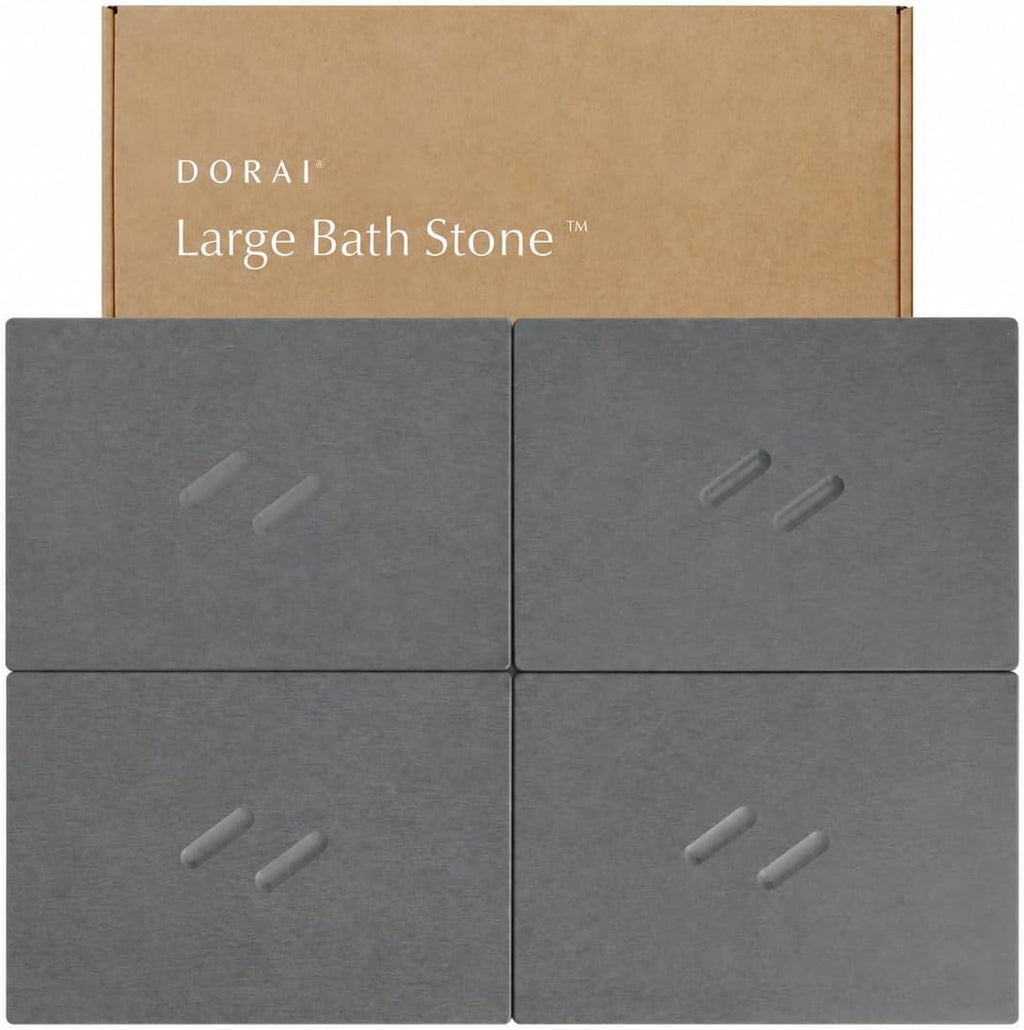 Dorai Home Stone Bath Mat for Bathroom | Quick-Drying Diatomaceous Earth Shower Mat, Non-Slip Natural Stone Modern Bathroom Rugs, Customizable Design | Sandstone, Large - 32.1" x 22.8" x 0.6"