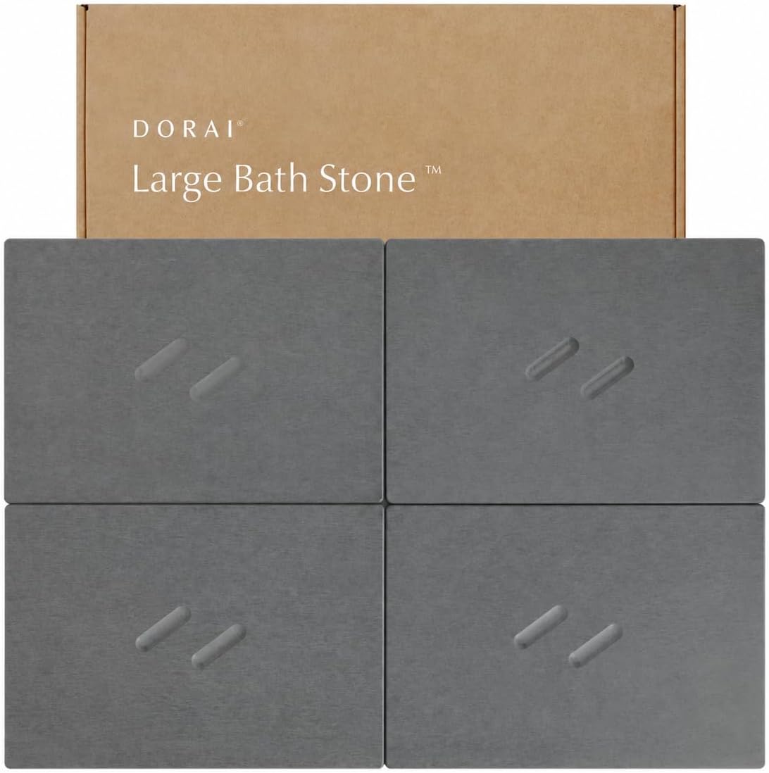 Dorai Home Stone Bath Mat for Bathroom | Quick-Drying Diatomaceous Earth Shower Mat, Non-Slip Natural Stone Modern Bathroom Rugs, Customizable Design | Sandstone, Large - 32.1" x 22.8" x 0.6"