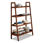 100% Solid Oak 3 Tier Ladder Shelf for Saving Space, Small Bookshelf with Stable Frame, Free Standing Ladder Shelves for Living Room Bedroom Couch, (Natural, 25.6" W x 13.4" L x 36.2" H)