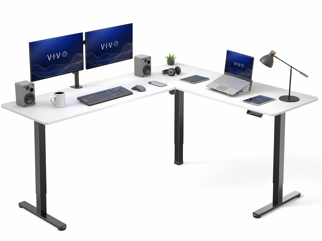 VIVO Black 63 x 55 in Corner Standing Desk, DESK-E3CTB