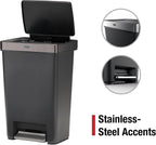 Rubbermaid Premier Series IV Step-On Trash Can, Charcoal, 13-Gallon