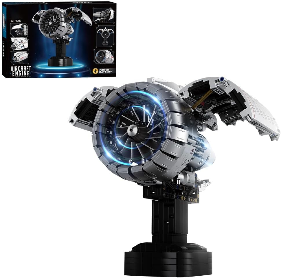 Turbo Aircraft Engine Building Blocks and Construction Toy, Collectible Technology-Themed Model to Build and Display, Great Gift for Birthdays, Christmas (1813 PCS)