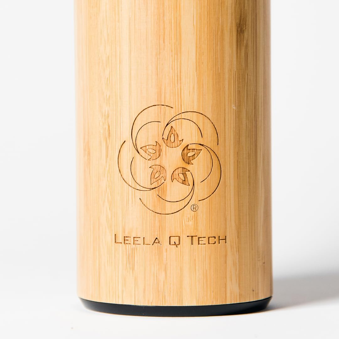 Leela Quantum Water Bottle in bamboo design, Vacuum Seal Leak-proof Lid, Cold or Hot Liquids - 500ml/16.91 Fl Oz, handmade & allergen-free, refined with quantum energy, Great for travel & hiking