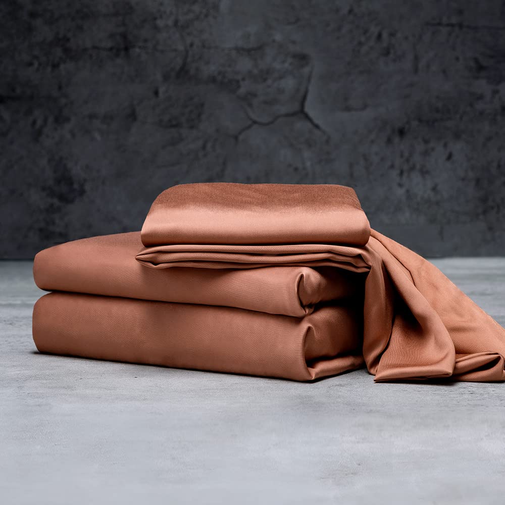 LUXOME Luxury Sheet Set | 100% Rayon (Viscose) from Bamboo | Queen Size - Charcoal | Deep Pockets | 4-Piece Set (Fitted, Flat, 2 Pillowcases)