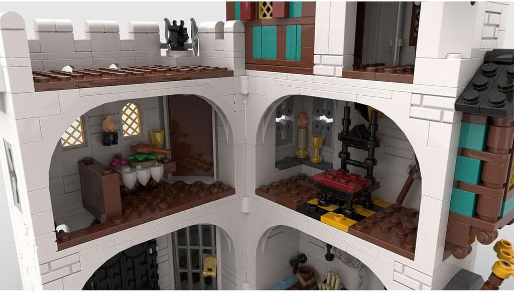 Medieval White Tower Building Kit, Medieval Modular Series Building Blocks Set (1213PCS)