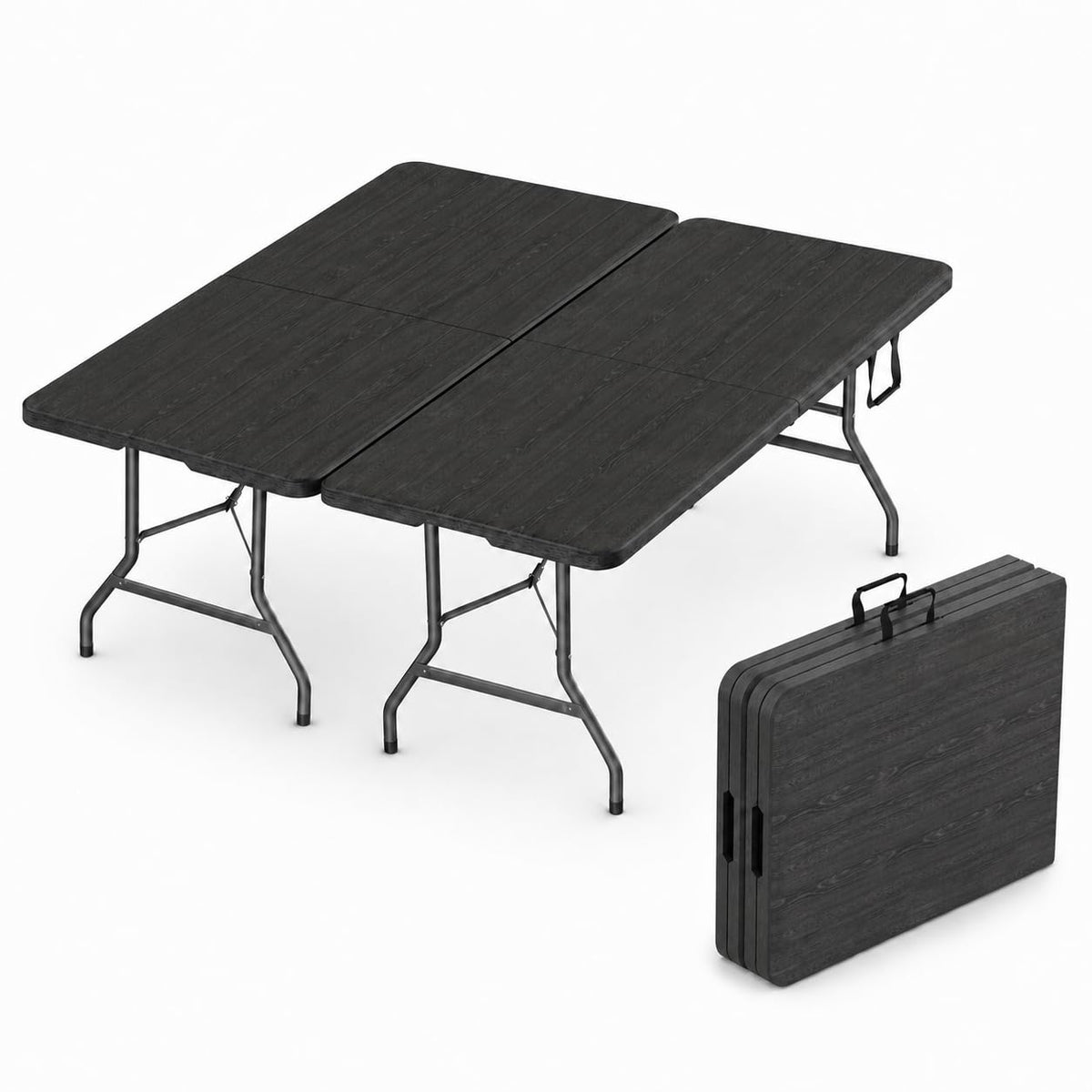 2 PACK of 6 Feet Foldable Table with Built in Handle & Steel Legs | 6FT Heavy Duty Folding Portable | Perfect for Party, Dining, Wedding, Events, Picnic Indoor Outdoor Camping Utility Folding - 6 Foot