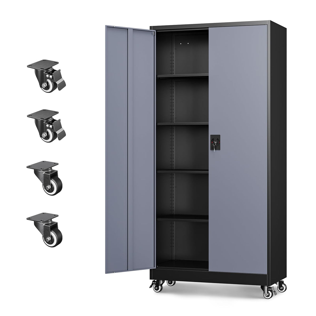 Letaya White Storage Cabinet with Adjustable Shelves-Metal Home Kitchen Pantry Cabinets with Doors,Organization Locker for Cupboard/Bedroom/Dining/Living/Bathroom/Office/Garage Room