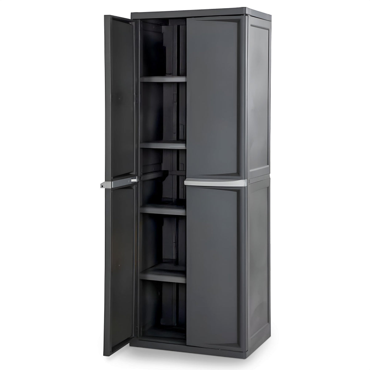 Sterilite 4 Shelf Cabinet, Lockable Utility Storage, Gray, 2-Pack