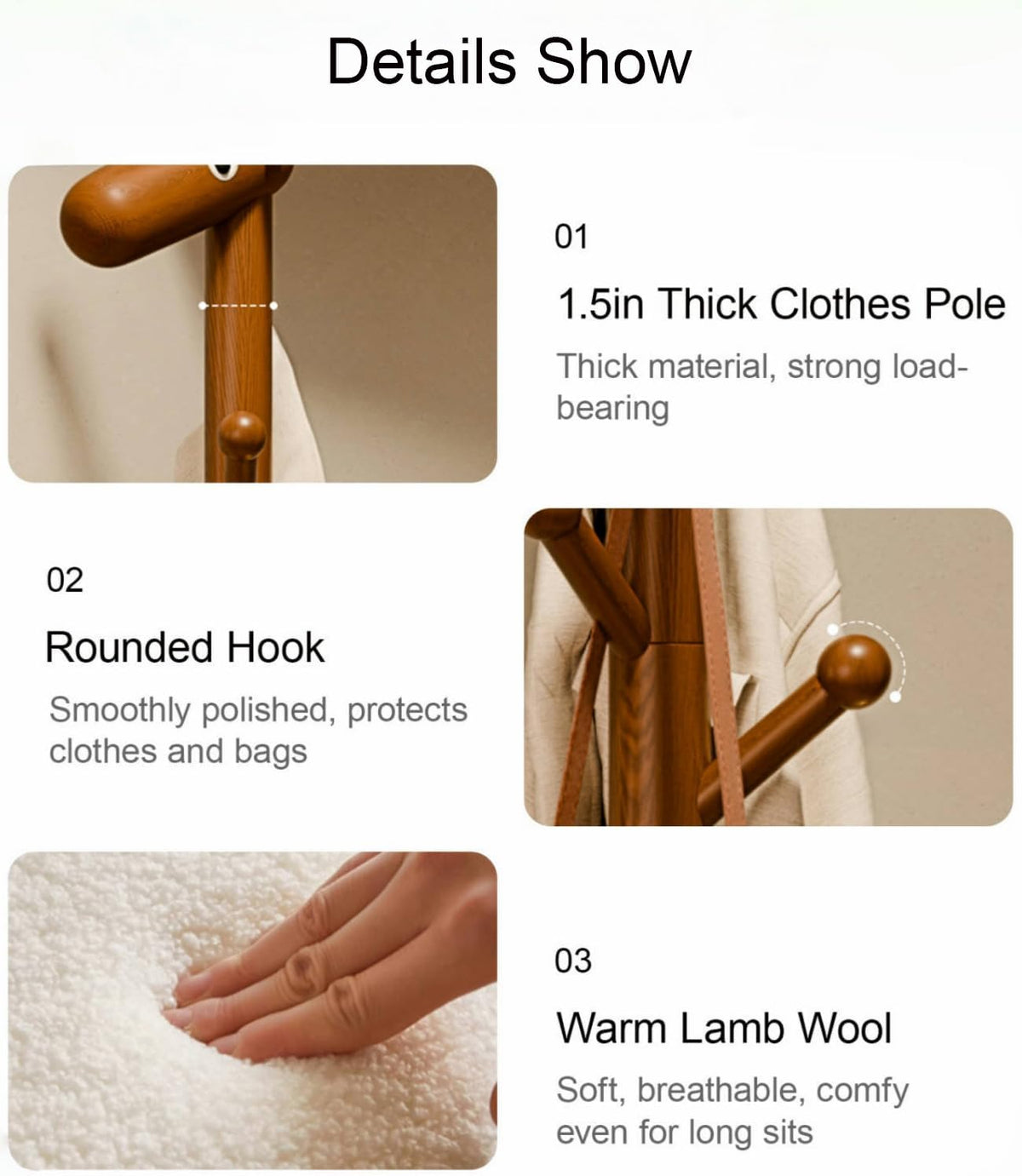 Solid Wood Shoe Bench & Coat Rack 2-in-1 - Removable for Entryway/Living Room (Walnut,23.6" L*14.1" W*68.5" H)