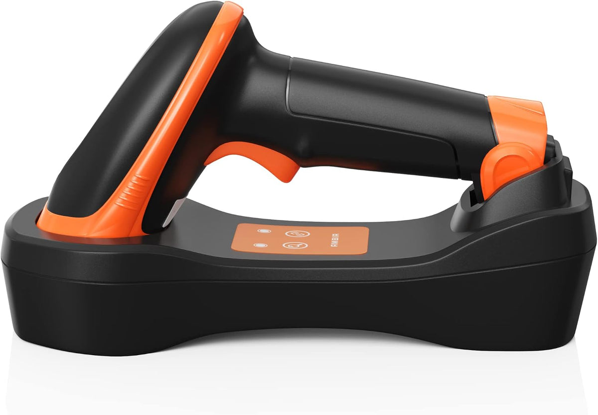 AMBIR BR300 Wireless Barcode Scanner: Supports-1D,2D,PDF417, & QR barcodes. OS: Win, Mac, Linux, Android-Black/Orange