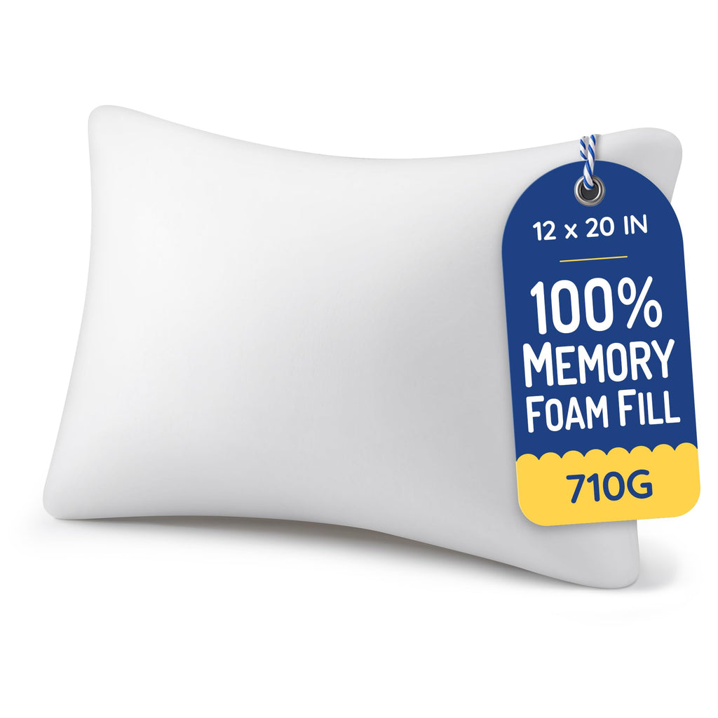 AM AEROMAX 18x18 Memory Foam Throw Pillow Inserts, 4 Pack, Square, White