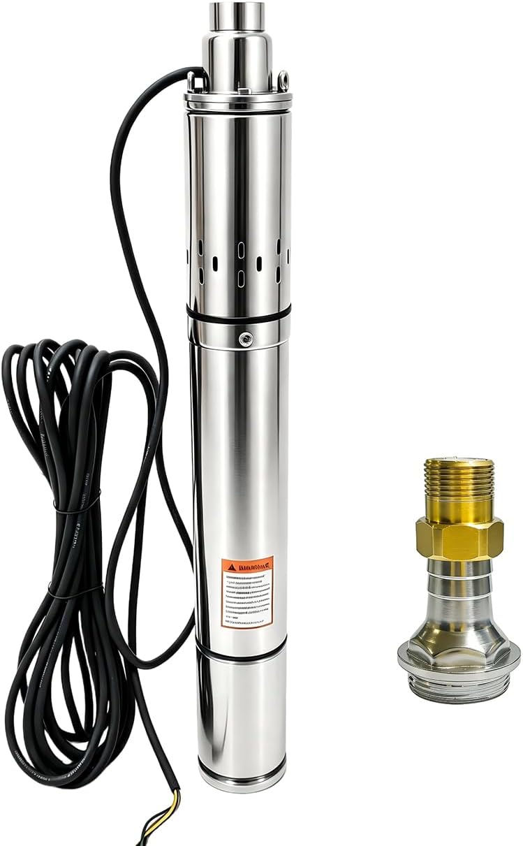 Deep Well Submersible Pump, 220V 1hp Deep Well Pump Submersible Water Pump for Industrial Irrigation and Home,328FT Lift, 12GPM, Screw Water Pump
