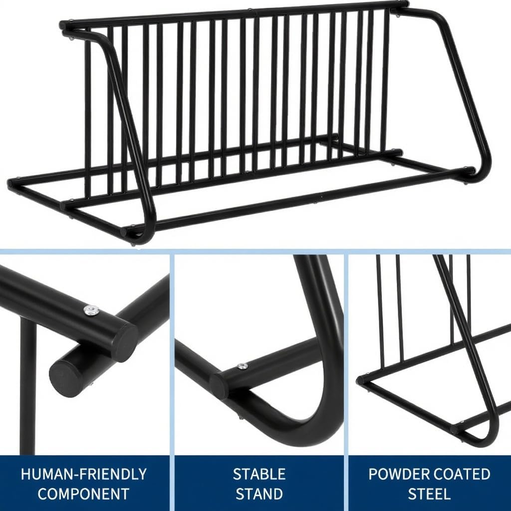 Floor Bike Rack,Double-Side 10-Bike Rack 60"L,Grid Bike Rack In Ground