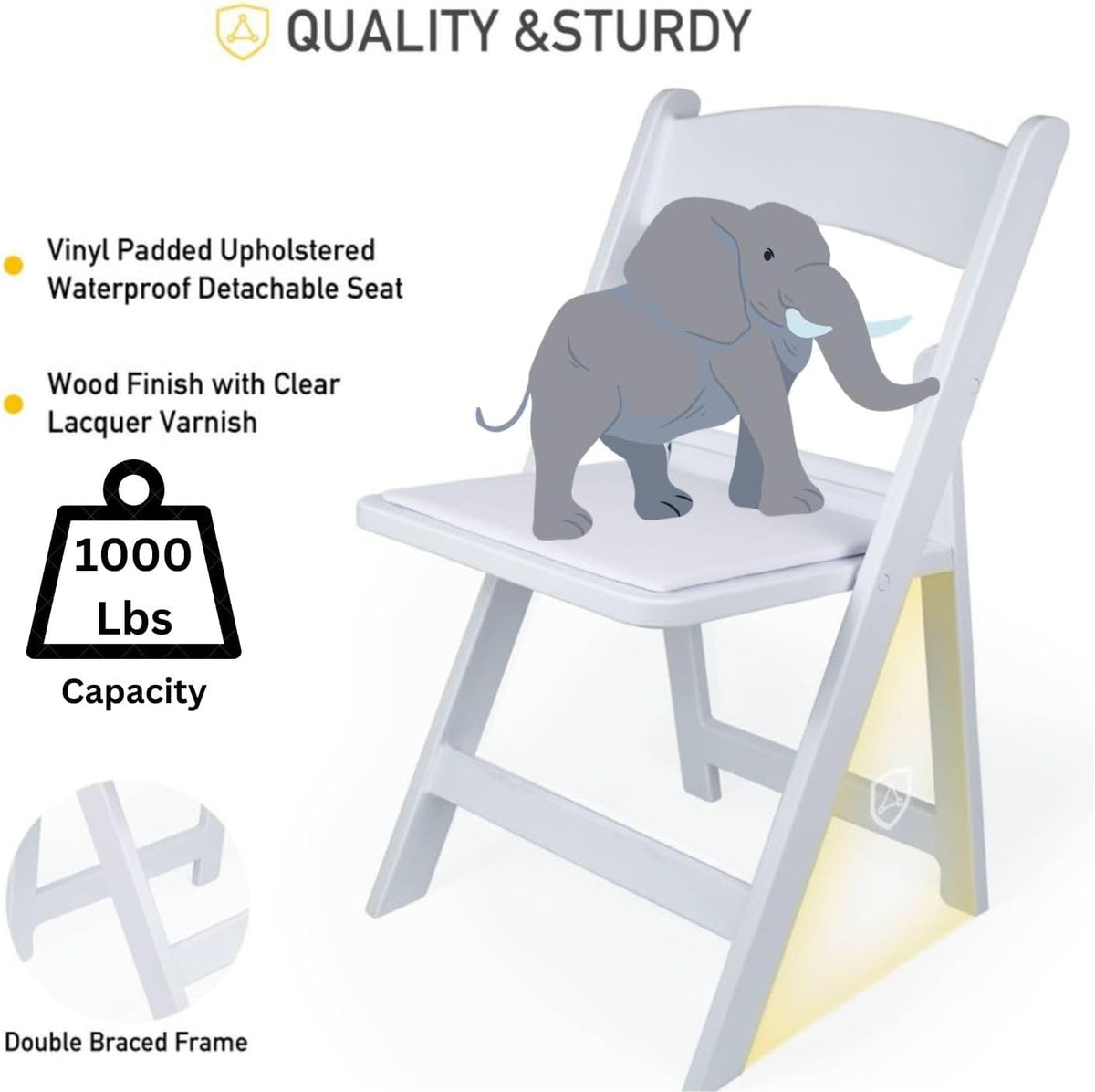 White 4 PCS Lightweight Resin Folding Chairs with Padding Unleash Comfort Foldable Chair and Durability, Commercial-Grade 1000 lbs Capacity-Stackable Chairs for Upscale Events