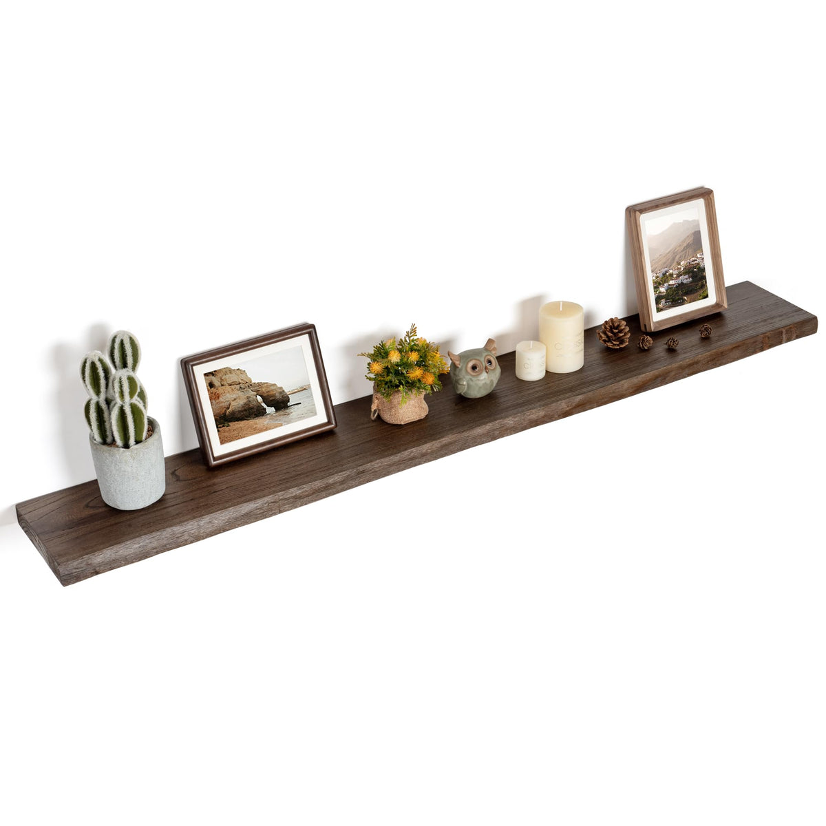 Floating Shelves for Wall, Solid Elm Wood Shelves, 24in Set of 2, Natural
