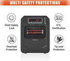 VOLTORB Freestanding Portable Electric Space Heater for Bedroom or Indoor Use with LED Display, Remote Control, and Fan Only Mode, Black