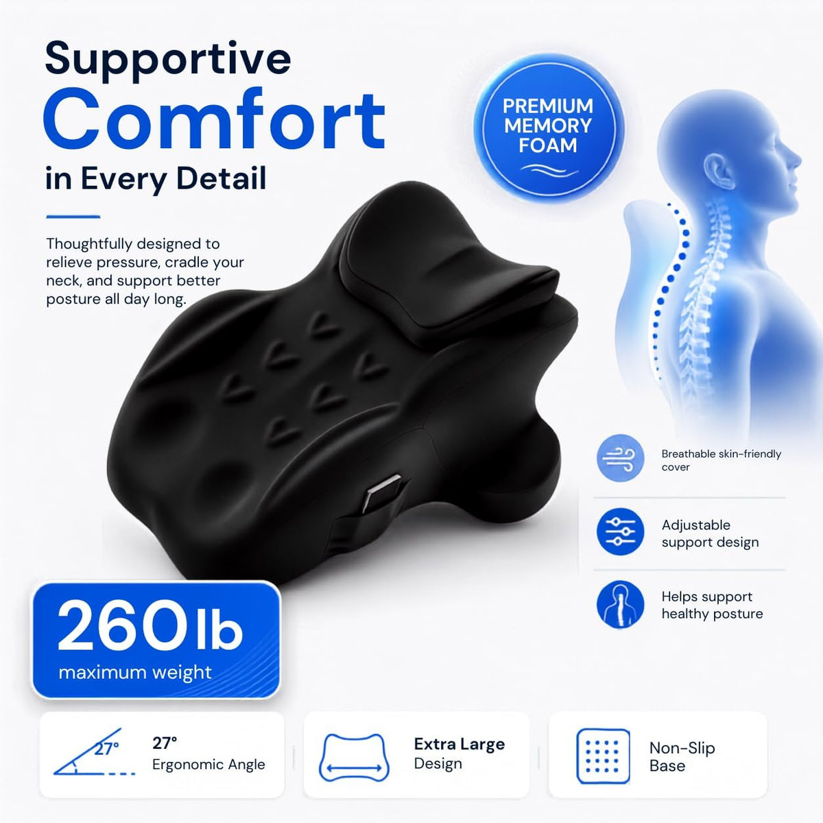 Memory Foam Couples Ergonomic Wedge Pillow Extra Large 27°