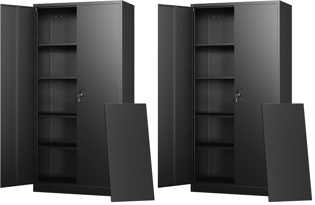 Letaya White Storage Cabinet with Adjustable Shelves-Metal Home Kitchen Pantry Cabinets with Doors,Organization Locker for Cupboard/Bedroom/Dining/Living/Bathroom/Office/Garage Room