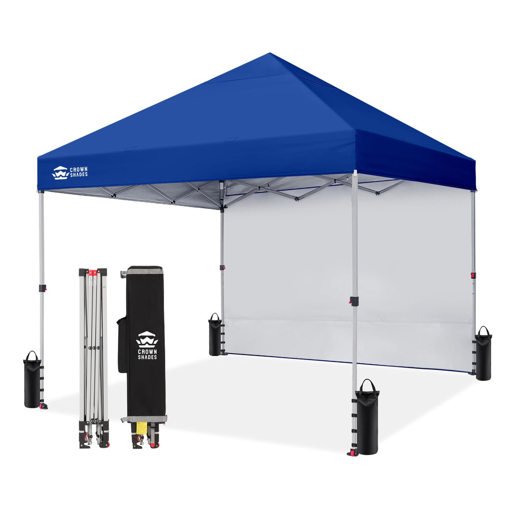 CROWN SHADES 10x10 Pop Up Canopy with 1 Side Wall, Beach Canopy Tent, Red
