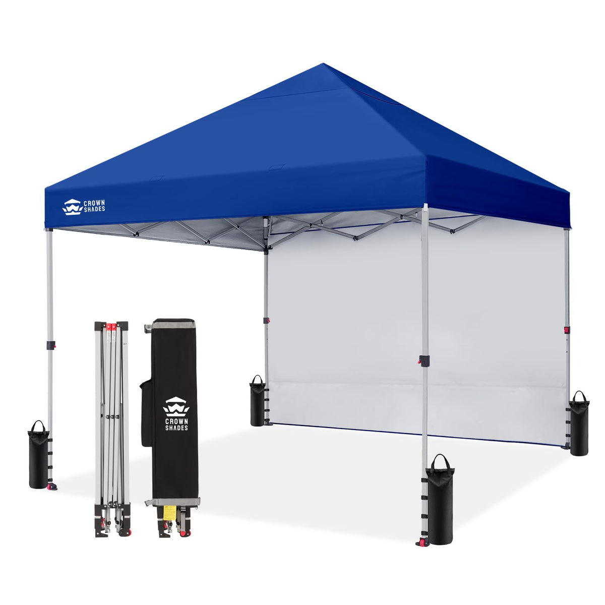 CROWN SHADES 10x10 Pop Up Canopy with 1 Side Wall, Beach Canopy Tent, Red