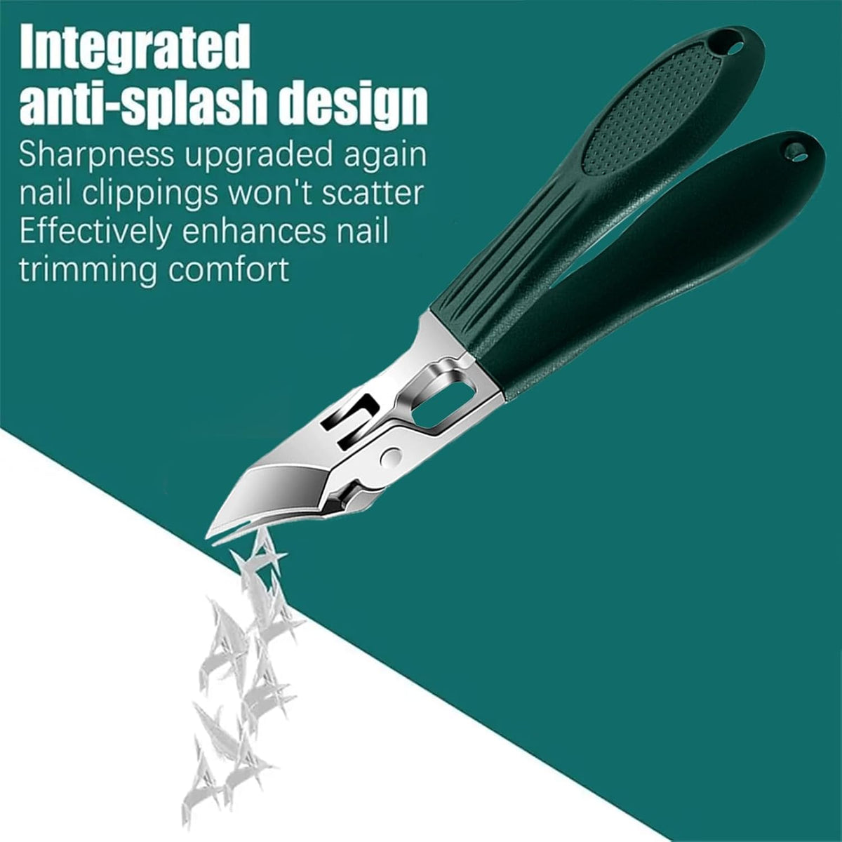 Nail Clippers Set - 3-Piece Professional Angled Toenail & Fingernail Clippers, Wide Jaw Anti-Splash Design for Easy, Precise Cutting