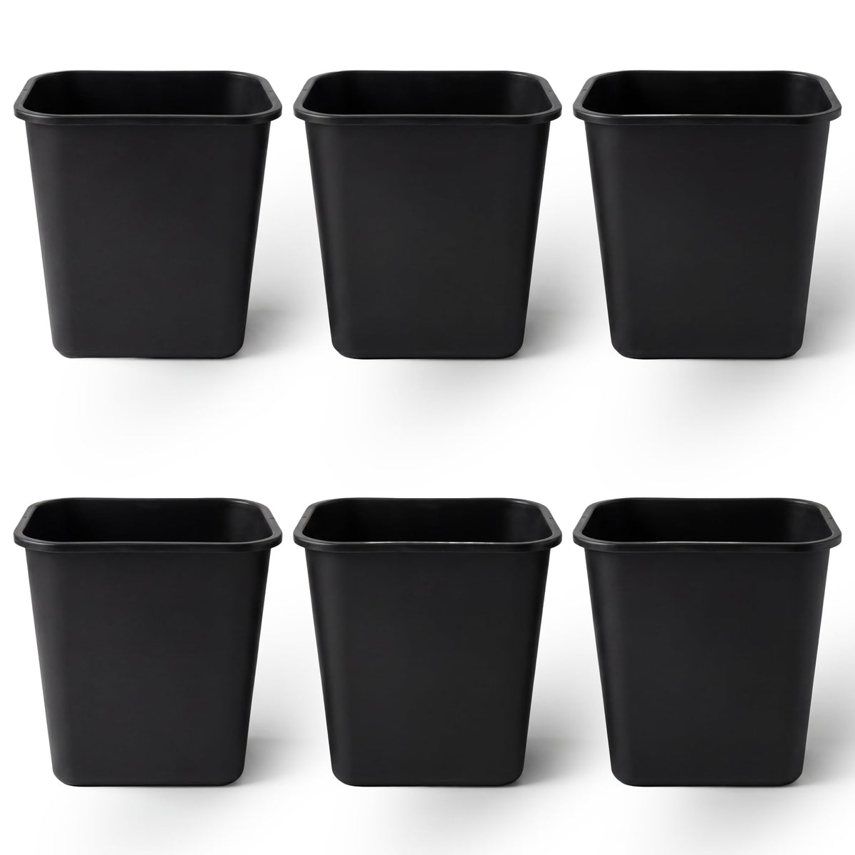 United Solutions 7.7 Gallon Trash Wastebasket, 12 Pack, Black, Under Desk