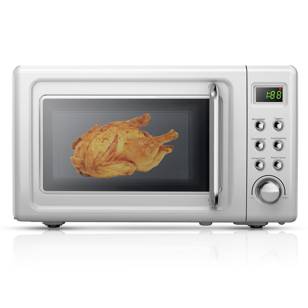 MAT EXPERT 0.7 Cu.ft Compact Microwave Oven, Digital Timing & Child Lock, Small Microwave w/Glass Turntable & 6 Preset Buttons, Delayed Start Function, 700W Mini Microwave w/5 Micro Power (Green)